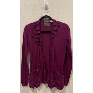 GUINEVERE Delicate Drafts Ruffle Purple Cardigan